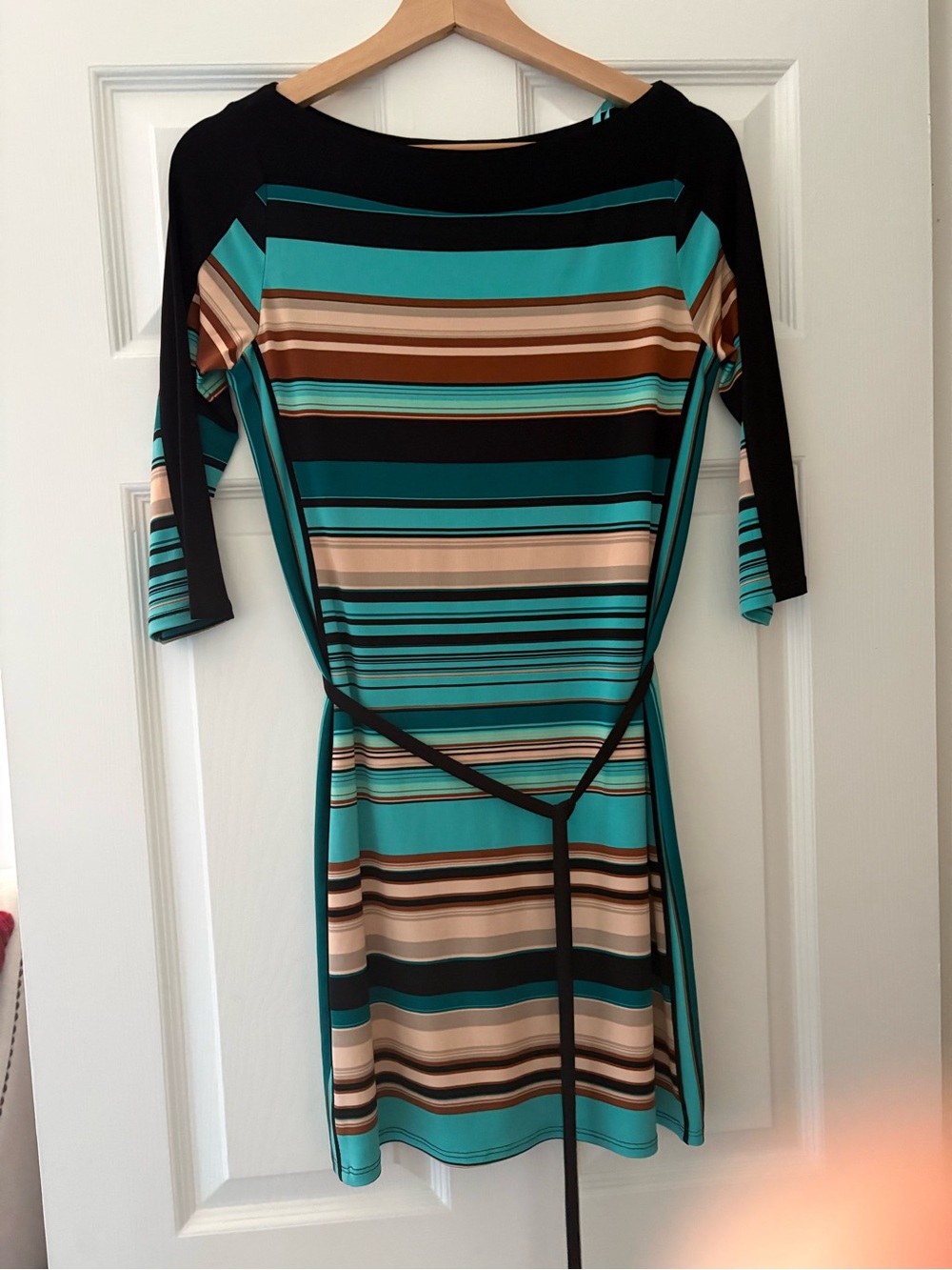 Striped Turquoise and Brown Women’s Dress